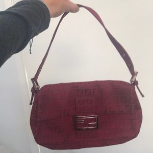 Authentic Red Fendi FF bag with gold hardware